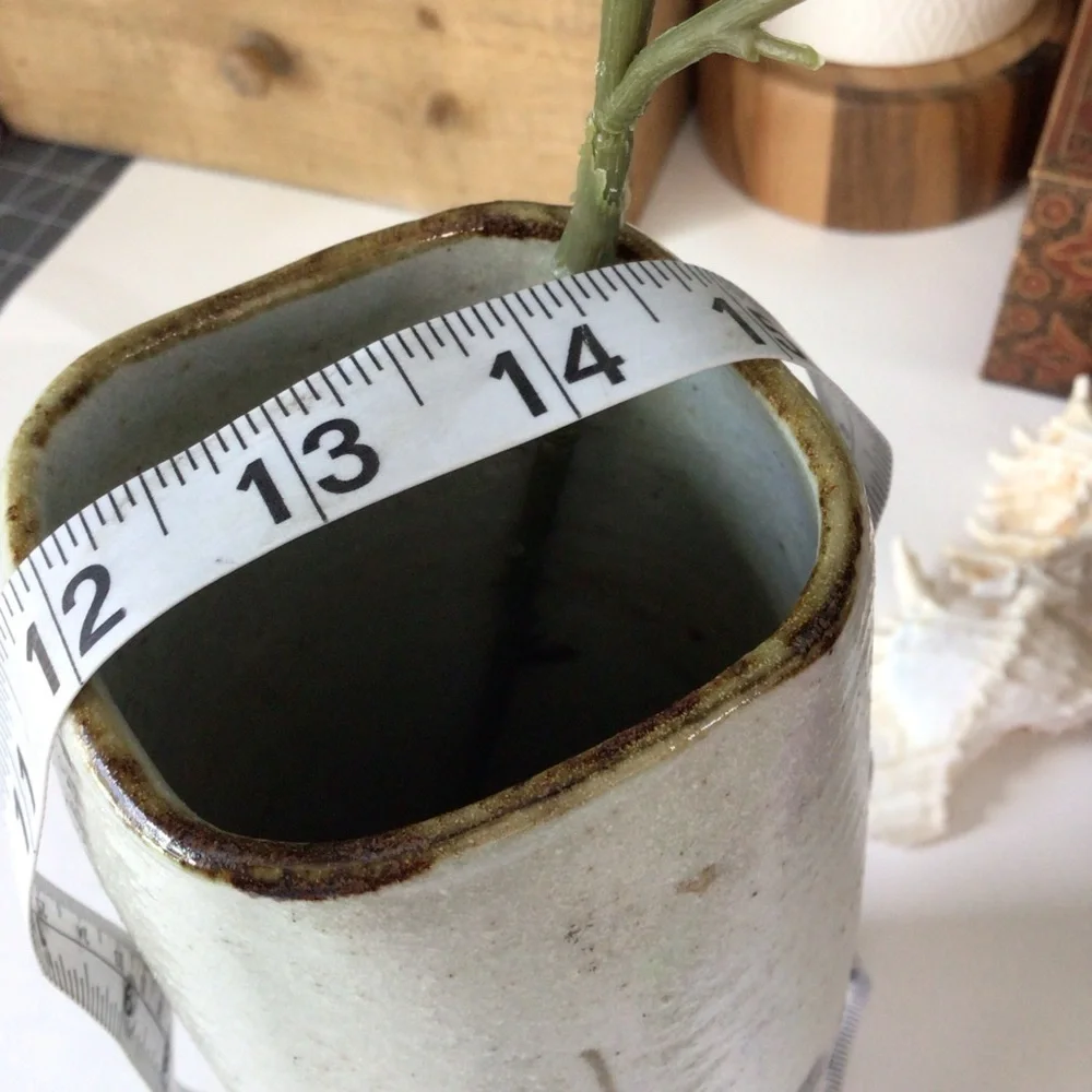 Studio pottery tall vase painted flower